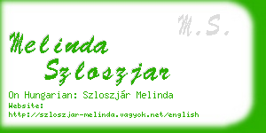 melinda szloszjar business card